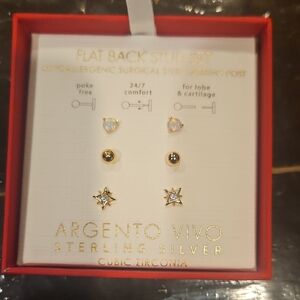 Argento Vivo Gold and Silver Star Earrings Set